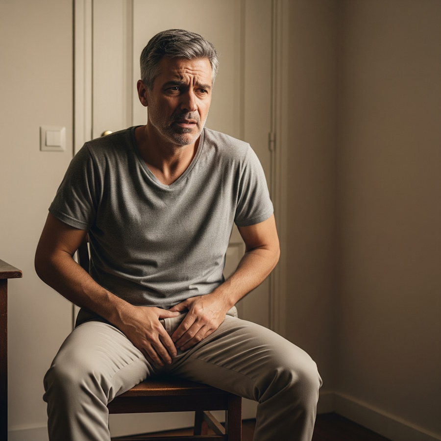 Vyras, kenčiantis nuo prostatito simptomų